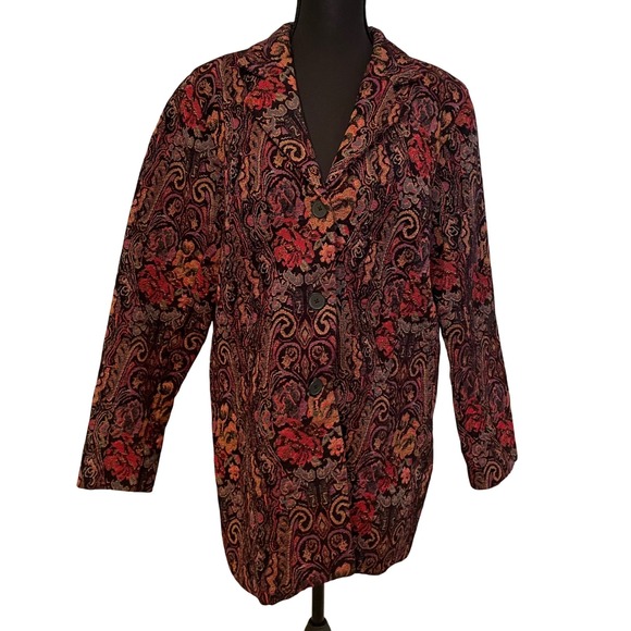 Coldwater Creek Womens Tapestry  Jacket L‎ Multi Color Paisley Dark Academia - Picture 3 of 7